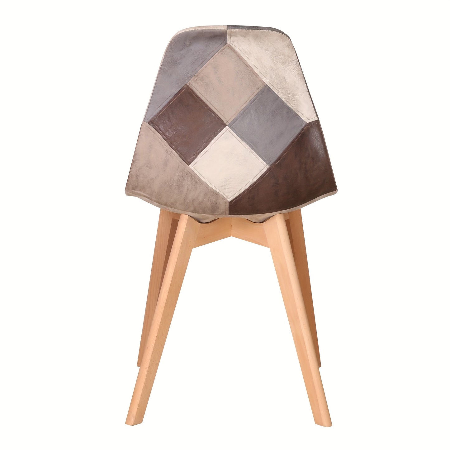 Eetkamerstoel – Stoel – Kuipstoel – Keukenstoel – Eettafelstoel – Patchwork Bruin – Beukenhouten Poot – Stevige Rugleuning