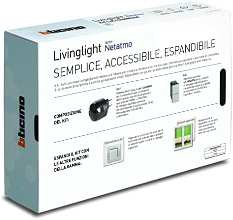 BTicino Livinglight Smart SNT3601KIT verlichtingsset voor het in- en uitschakelen van de lichten via app of met Alexa, Google en Siri, met 1 gateway plug-in zwart S36GWGC en 3 verbonden technische