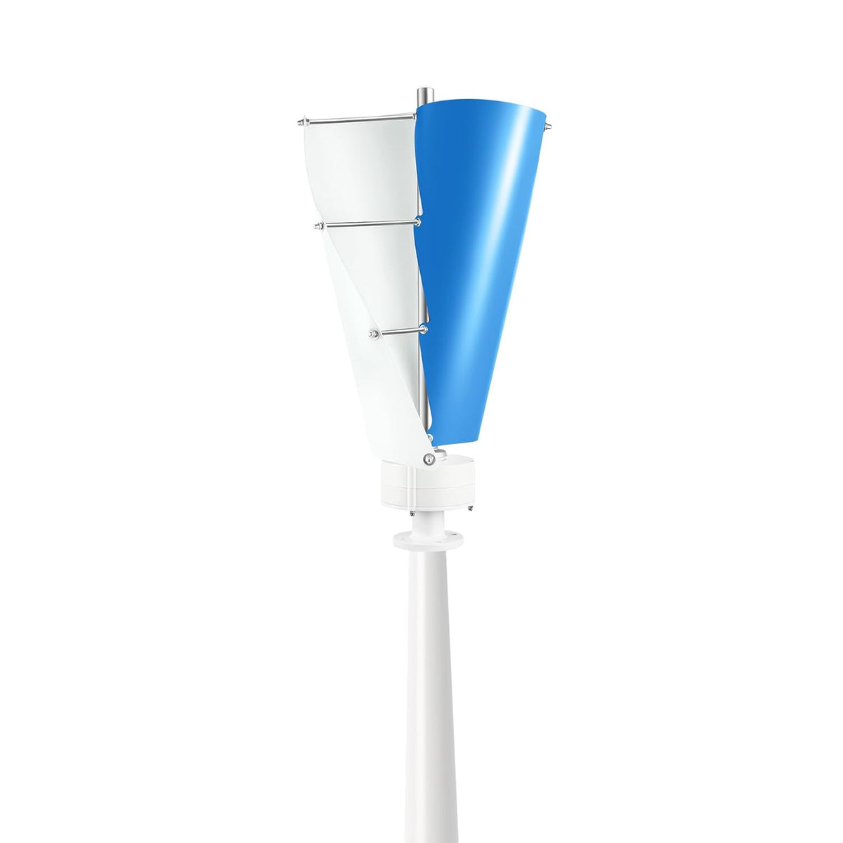 OUKANING Vertical Wind Turbine Complete Set with Control Unit Spiral Design 100W 12V 24V Wind Generator Vertical Permanent Magnet Rotor Generator (12V, White & Blue) - QUORE
