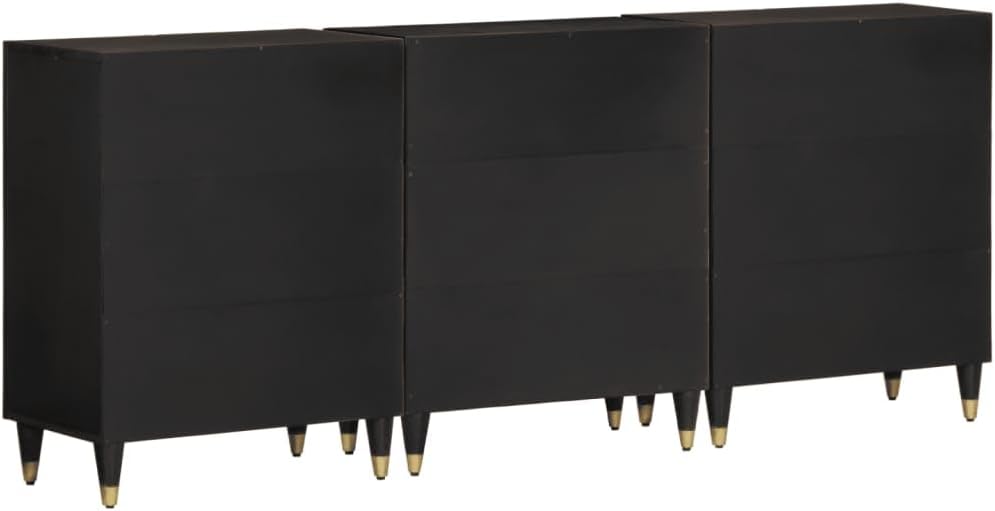 vidaXL Side cabinets 3 pcs 60x33x75 cm solid mango wood, storage cabinet, dresser cabinet, side cabinet, wall cabinet, storage cabinet, dresser cabinet, sideboard black