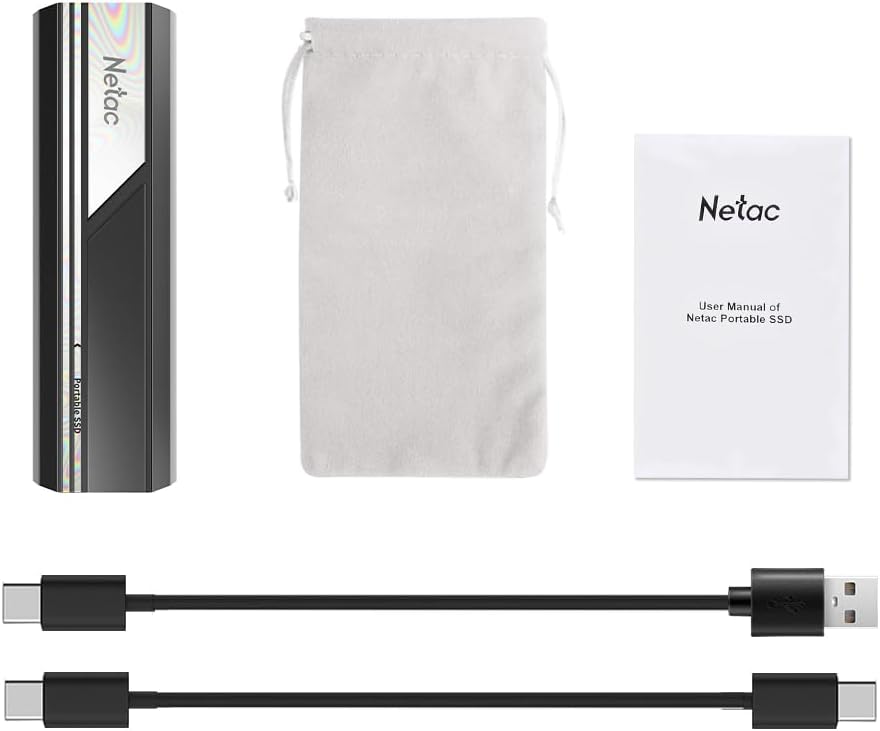 Netac ZX10 Extreme 2TB Portable NVMe SSD, USB-C, Up to 1050MB/s Read Black Solid State Drive - QUORE
