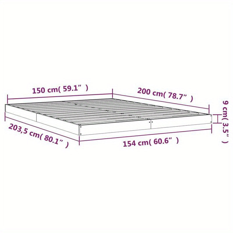 Modern Minimalistisch Queensize Bedframe – Platformbed – Houten Bed – Bedframe Zonder Matras – Bedmet Slats – Stevig Hardhouten Materiaal – Eenvoudige Montage – 150x200 cm Bianco