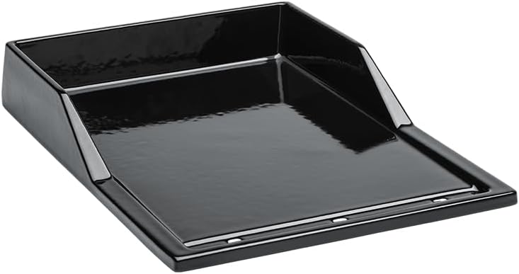 CHEF CUISINE Gietijzeren plancha, grillplaat van gietijzer met geëmailleerde antiaanbaklaag, plancha grillplaat 25 x 35 cm met optimale warmteverdeling, geïntegreerde vetbak, hoge rand, rechthoekig