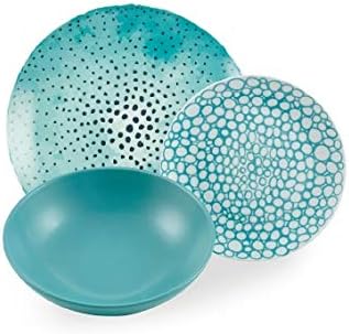 18-delig meerkleurig tafelservies – Serviesset – Serviesset – Eetservies – Bordenset – Porselein en steengoed – Magnetron- en vaatwasmachinebestendig