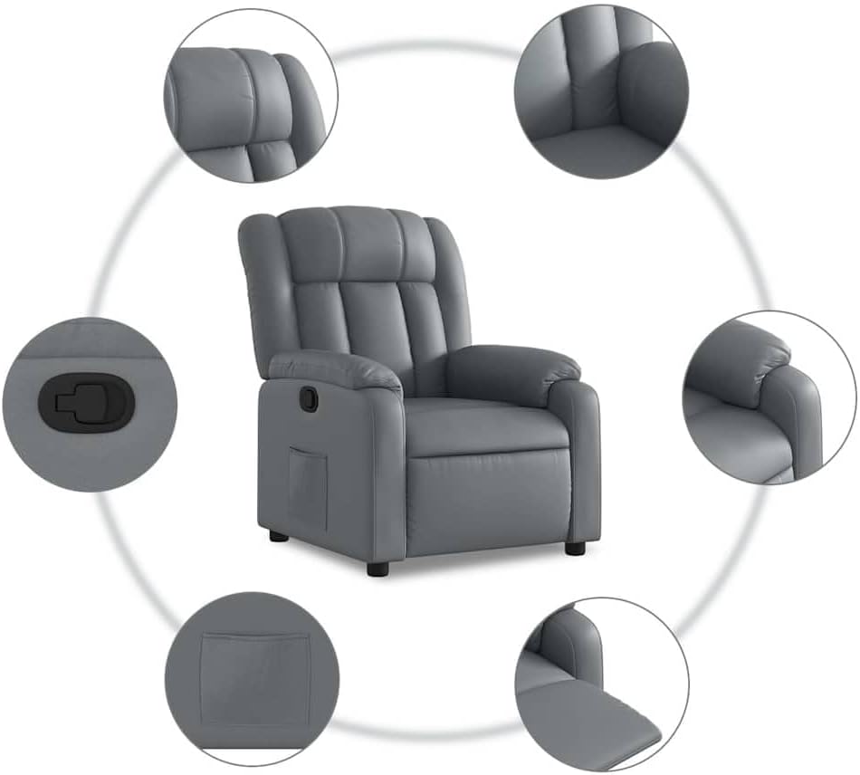 Verstelbare Fauteuil – Relaxstoel – Loungestoel – Zitstoel – Leunstoel – Kunstleer – Handmatig Verstelbaar Tot 135° – Zijvak