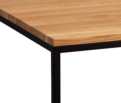 HomeTrends4You Sira 2 Salontafel, Wildeiken Massief Geolied Hout, Zwart Metaal Frame, 110 x 60 cm, Hoogte 43 cm