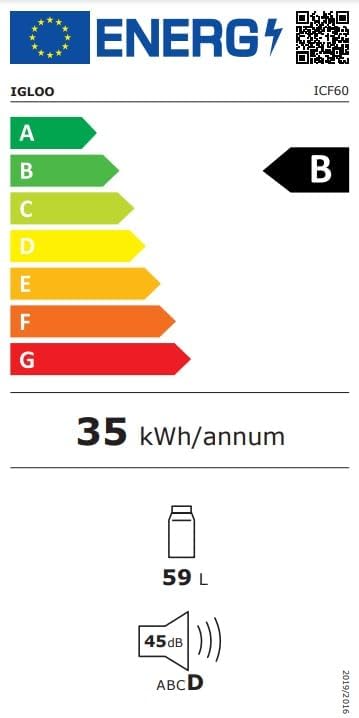 IGLOO ICF 60 glacière à 59 liter, 12/24 V en 230 V, mini-Refrigérateur -18 °C tot 20 °C voor voertuigen, vrachtwagens, Bateau, campingwagens en voorbereiding.