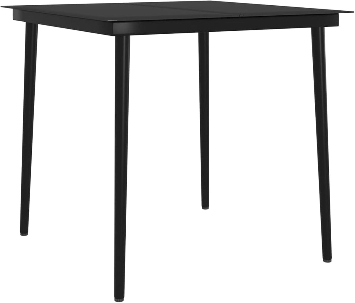 Gecheer Garden Dining Room Set of 3 with Cushions, Table and Chairs for Outdoor, Coffee Table and Chairs, Poly Rattan Furniture Set, Garden Furniture Set, Rattan Garden Furniture Set, Black - QUORE