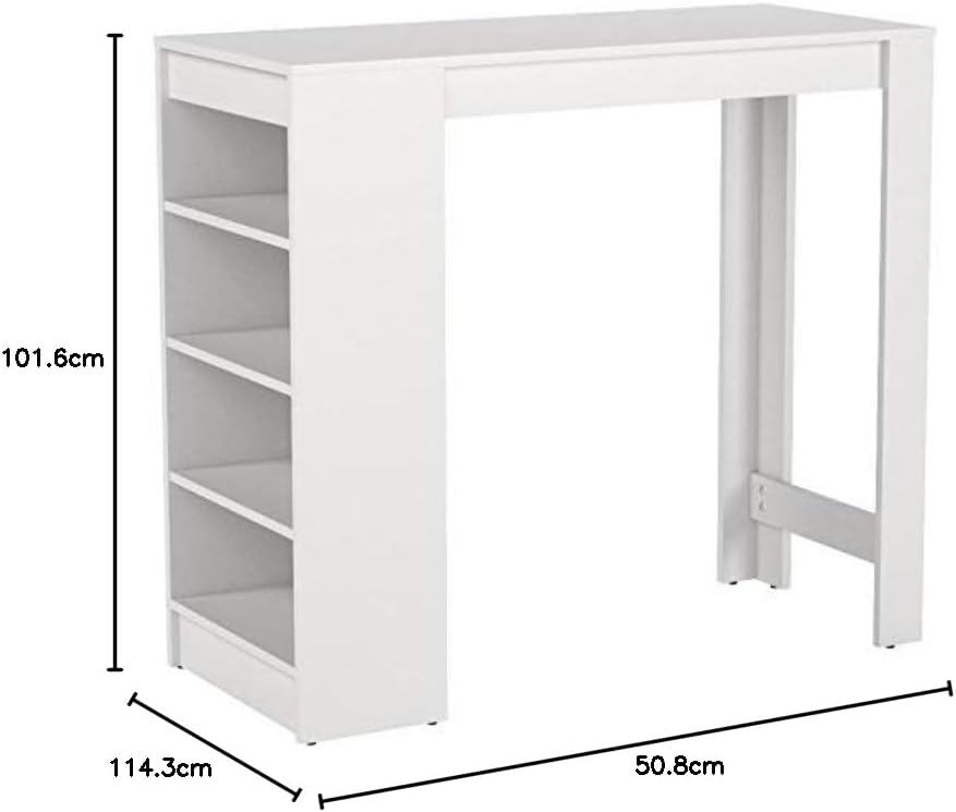 Temahome Bartafel met opbergruimte, Melamine spaanplaat, Wit, 115 x 50 x 102,7 cm