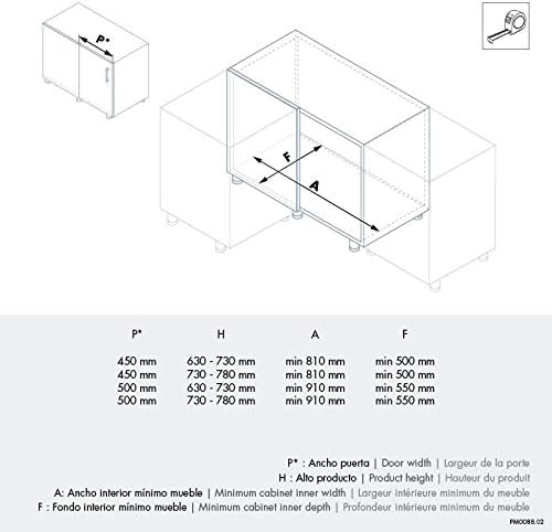Menage Confort Half cirkelvak voor keukenkast, metaal, deurbreedte 450 mm, hoogte 730-780 mm