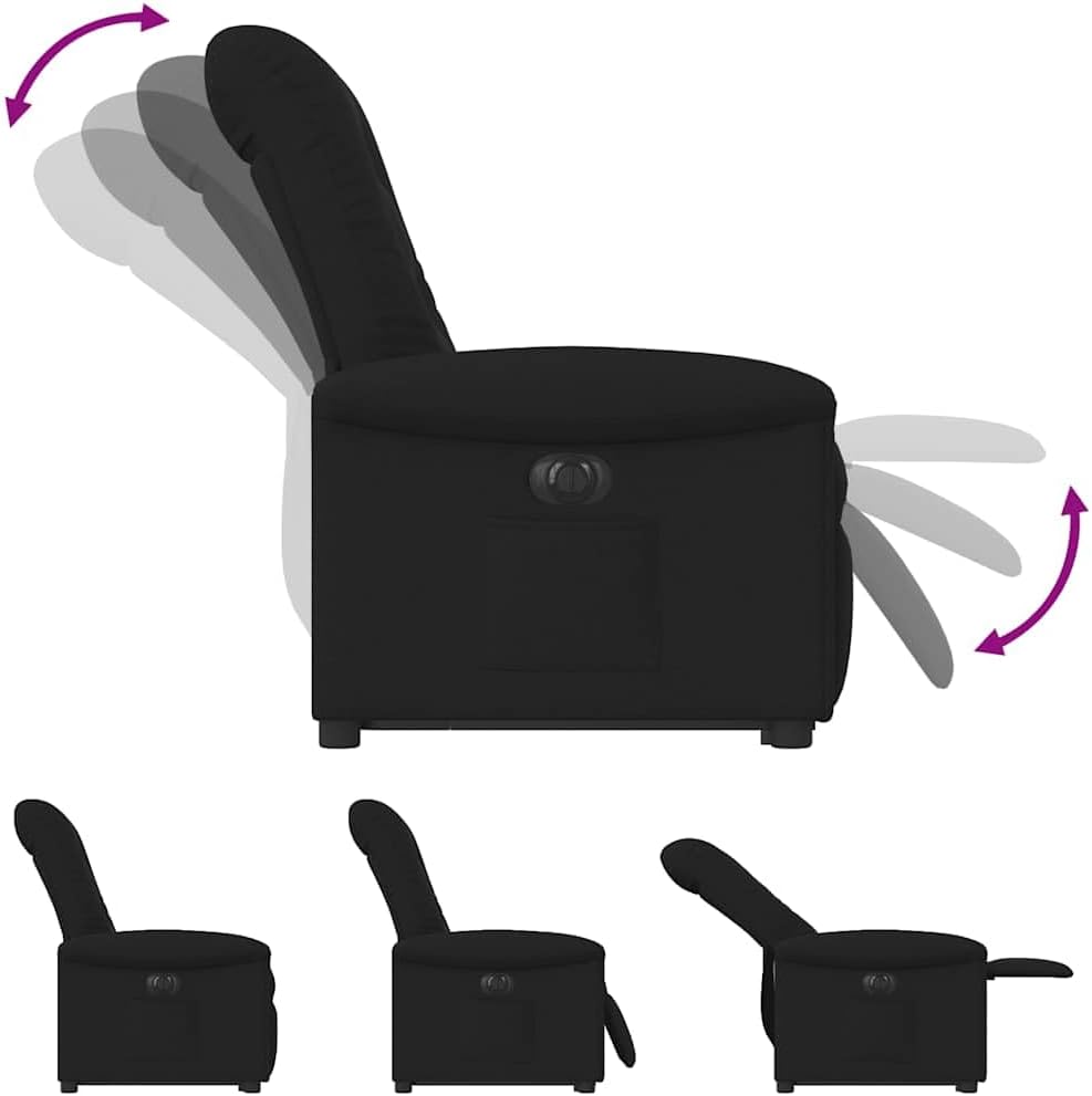 Recliner Chair with Stand Up Aid Electric Black Fabric TV Chair with Reclining Function Single Reclining Chair Relax Chair for Living Room Bedroom Electric Tilt System mA9