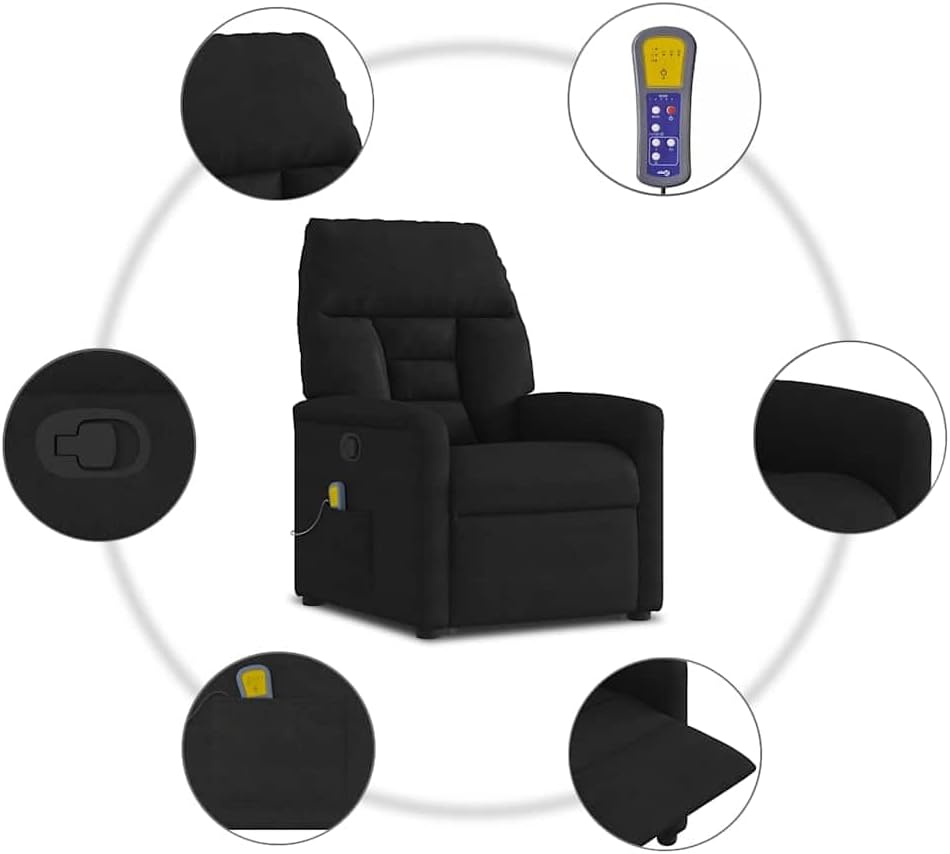 vidaXL Stand up massage chair adjustable microfibre fabric black
