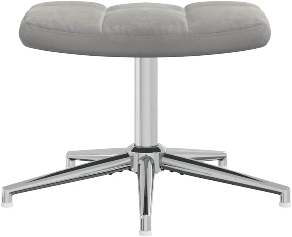 Relaxstoel Met Poef – Relaxstoel – Fauteuil – Tv-Stoel – Ligstoel – Lichtgrijs Fluweel – 360° Draaibaar – Stevig Stalen Frame