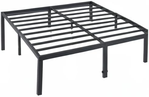 Olee sleep 45 cm stabiel stalen bed/stalen lattenrooster/anti-slip ondersteuning/matrasonderbouw/metalen bed/bedframe/bed / 160 x 200 cm/Queen/zwart/metaal