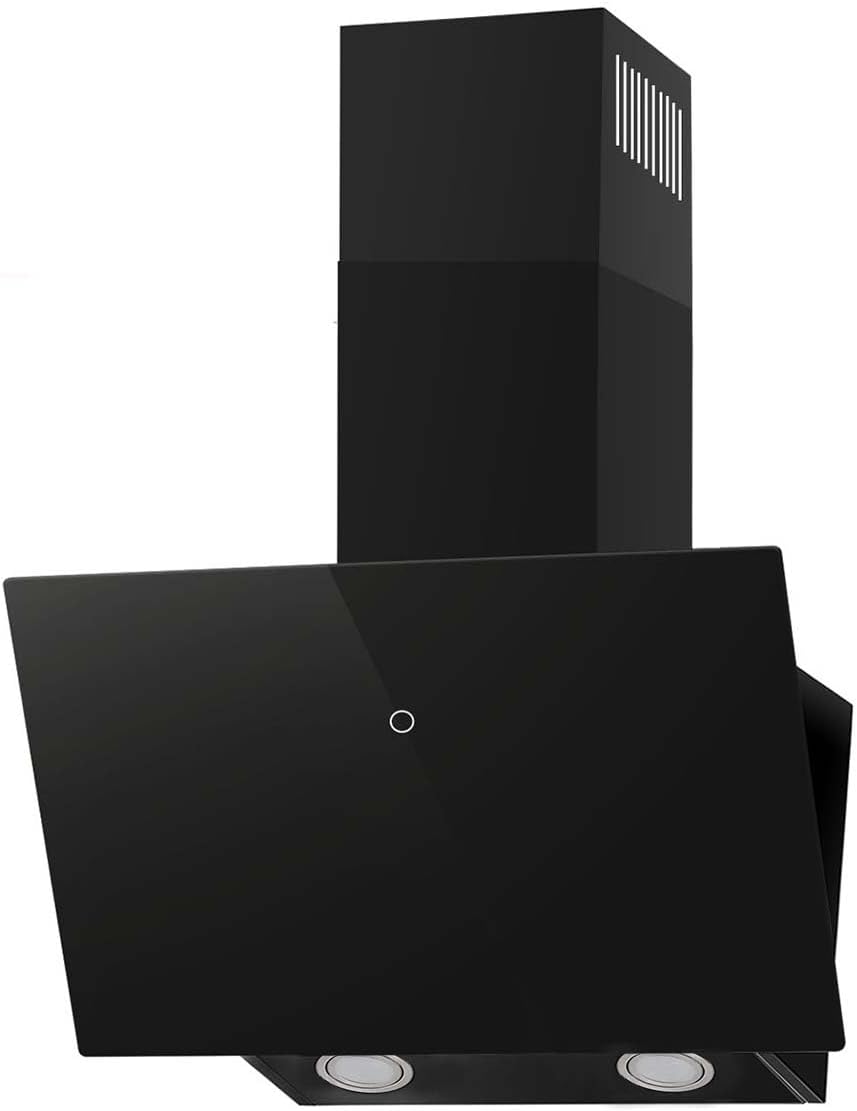 SNDOAS Afzuigkap 60 cm, klasse A++, 550 m³/u, keukenafzuigkap met 2 koolstoffilters, 3 snelheden, touch-bediening, vertraagde uitschakeling (1-9 minuten), afvoer of recycling, zwart