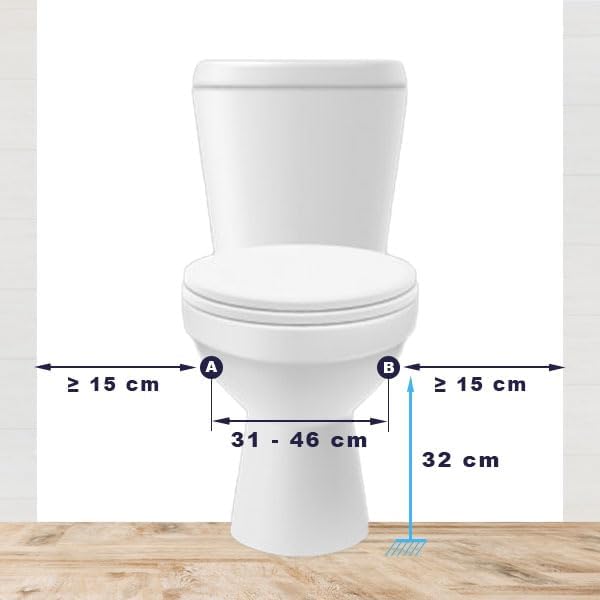 KMINA - Toiletverhoger + Toiletframe met Armen, Toiletverhoger met Frame, Toiletveiligheidsrail voor Ouderen, Verhoogde Toiletbril, Toiletframe met Zitting, Handgrepen Toiletrail