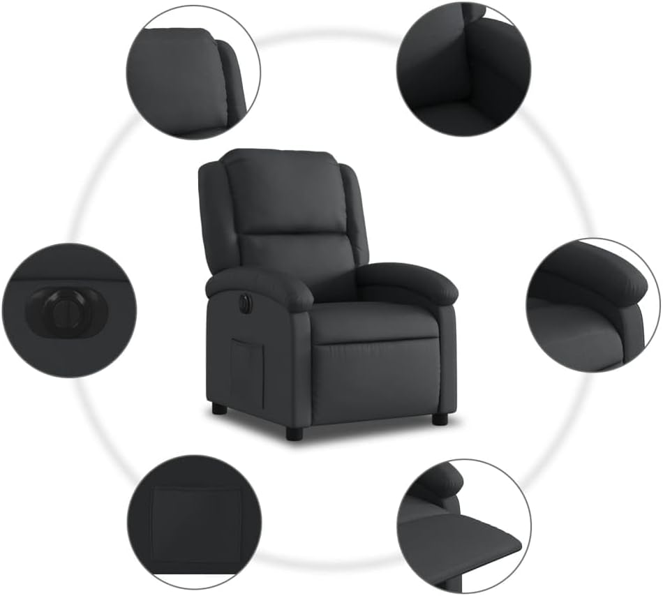 vidaXL Armchair electric adjustable genuine leather black, massage chair, recliner chair, recliner chair, recliner chair, recliner chair, recliner chair, sleeping chair