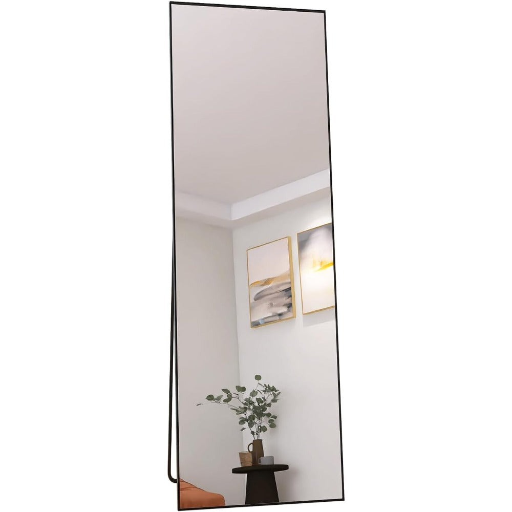 Volspiegel – Rechthoekige Spiegel – Staande Spiegel – Wandspiegel – Aluminium Spiegel – 165x60 cm – Mat Zwart Aluminium Frame