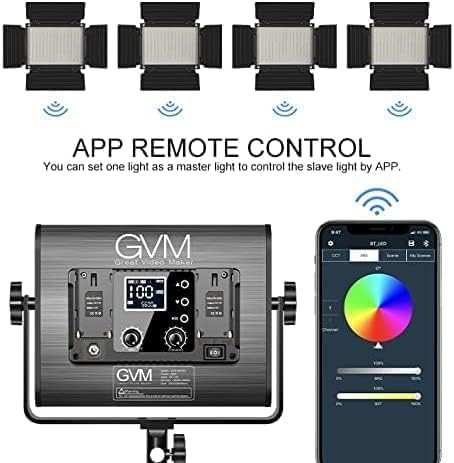 GVM LED videolichtpaneelset, 60W LED video verlichting met standaard, 3200K~5600K APP-bediening LED studiolicht continu licht voor video YouTube streaming licht fotografiestudioset, LED videolichtset