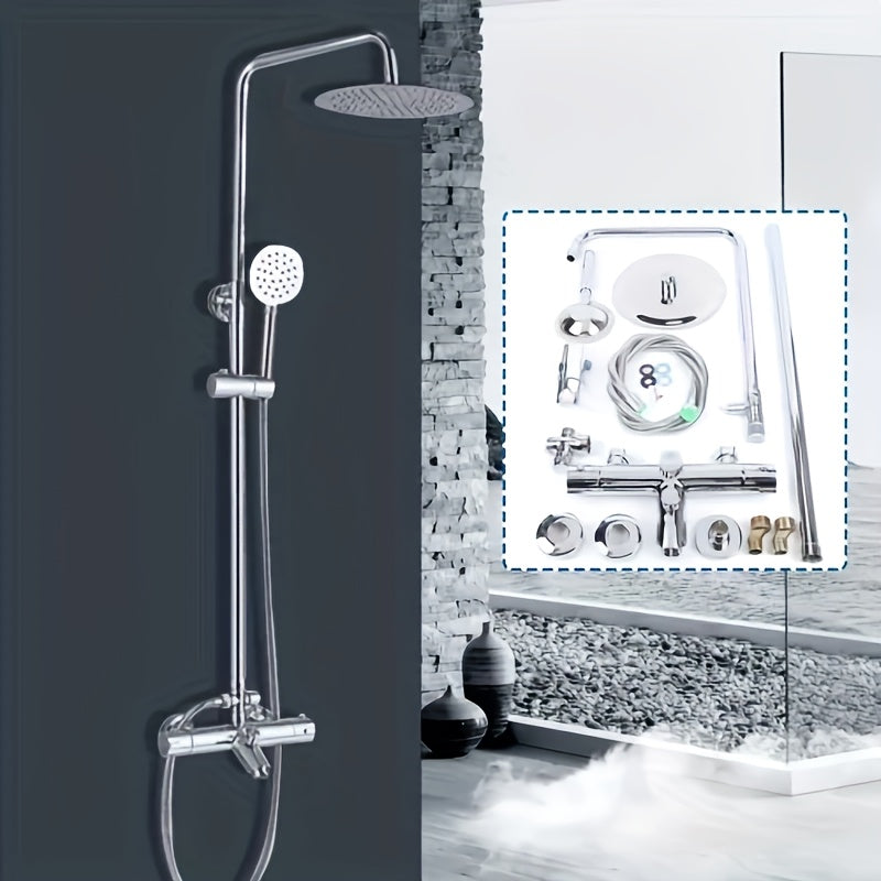 Thermostatische Regendouche – Douchekop – Doucheset – Handdouche – Regenkraan – Messing Chroom – 25,4 cm Diameter – Temperatuurregelaar 20-50℃