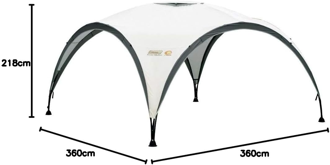 COLEMAN CO Pavillon Event Shelter 3,65m x 3,65m | 2000034471 & Coleman Zijwand voor Event Shelter Zijwand met Deur + Venster, Eén Maat, Zilver