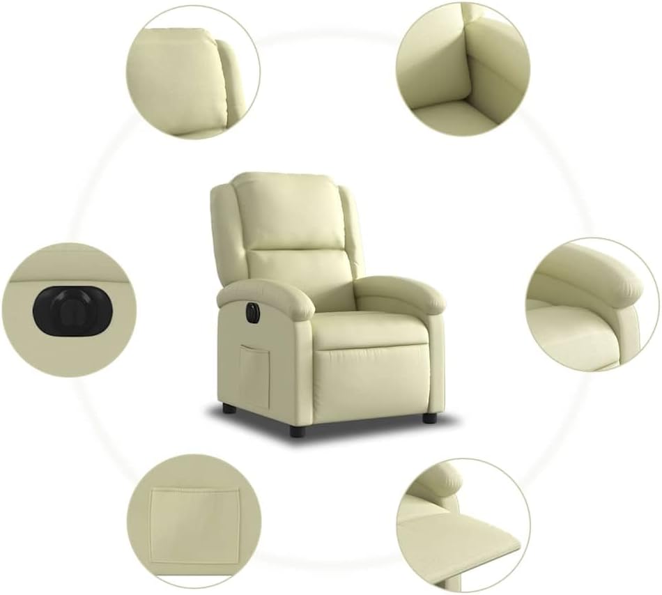 Relaxfauteuil – Elektrisch Verstelbare Fauteuil – Massagefauteuil – Ligstoel – Leunstoel – Echt Leder – Crème – Met Massagefunctie – Verstelbare Rugleuning