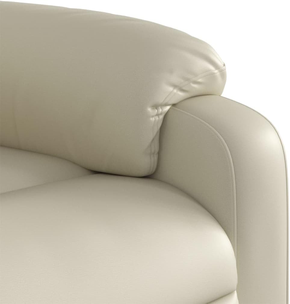 Fauteuil verstelbaar kunstleer crèmekleurig – Relaxfauteuil – Relaxstoel – Armstoel – Leunstoel – Traploos verstelbare rugleuning – Vlekbestendig kunstleer
