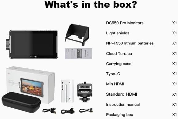 Viltrox DC-550 Pro 5,5 Inch Aanraakscherm Video-Monitor, On-Camera Uitvoer, Belichtings- en Focusassistent, Golfvorm 1200 Nits, 4K HDMI DSLR Externe Voor Sony, Canon