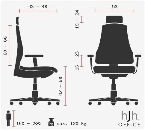 hjh OFFICE 657100 professionele bureaustoel VENUS BASE stof/net zwart draaistoel ergonomisch met lendensteun