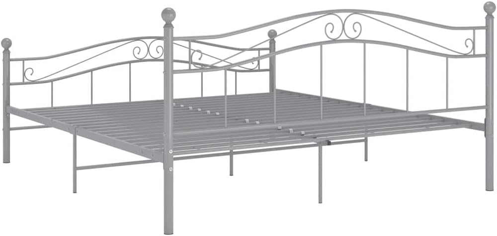 vidaXL Bedframe metaal grijs 160x200 cm, tweepersoonsbed, bed, bedombouw, tweepersoonsbedden, bedden, bedombouwen, frame, frames, slaapmeubel