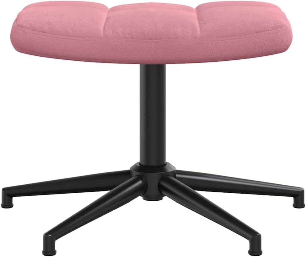 Relaxstoel Met Poef – Tv-Stoel – Ligstoel – Fauteuil – Slaapkamerstoel – Roze Fluweel – 360 Graden Draaibaar – Comfortabel Schuimrubber
