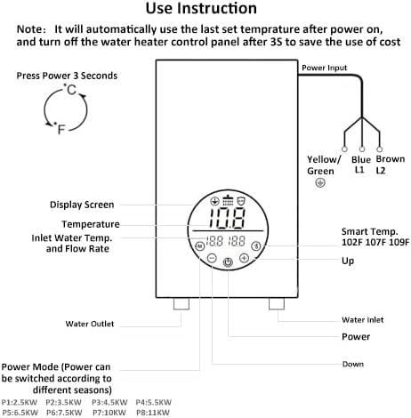 Verwarmingsupgrade – elektrisch water zonder sleuf 9 kw240 V, energiebesparing van warm water zonder autopool – op aanvraag instelbaar, digitaal display van het hele woonhuis (roze)