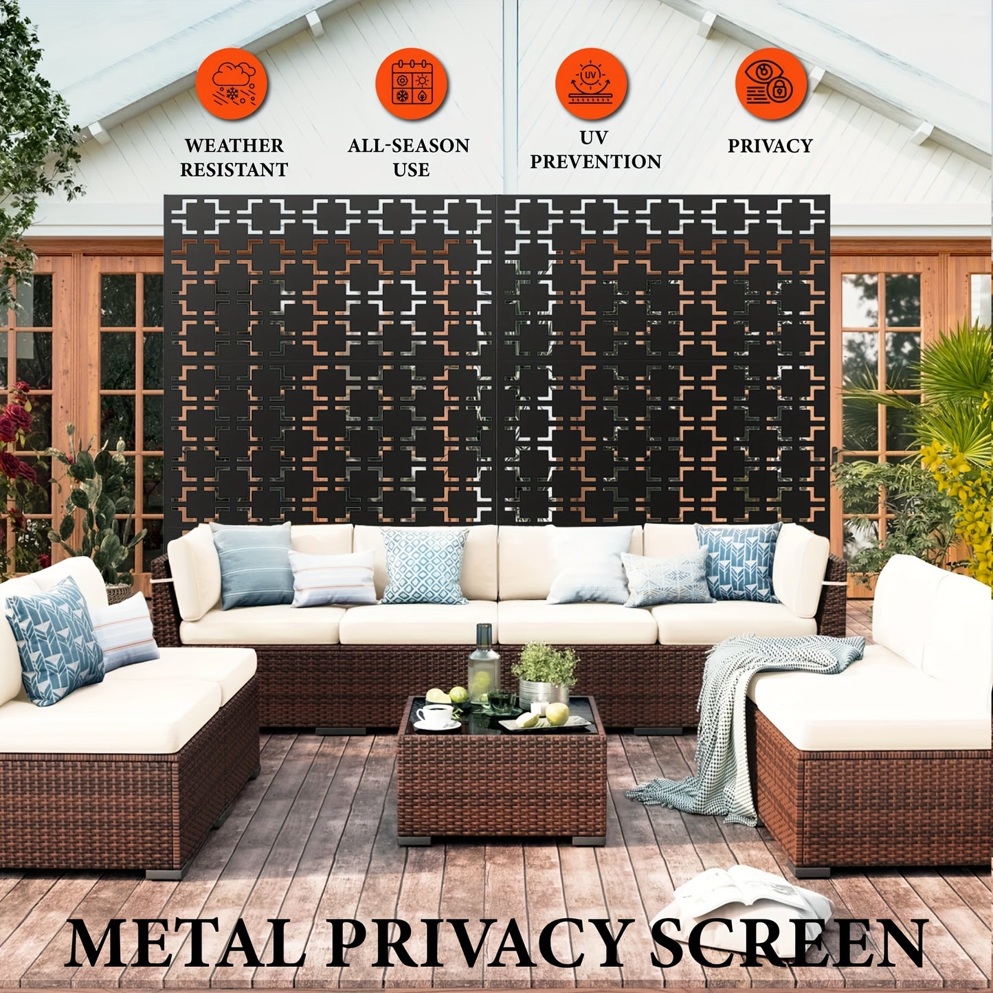 Tuinscherm – Privacyscherm – Schutting – Balkonscherm – Windscherm – Metalen Gehard Staal – Weerbestendig & 183x119 cm