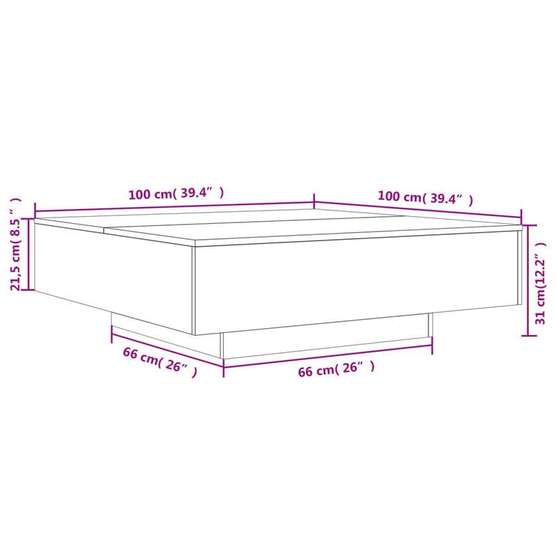 Salontafel – Koffietafel – Woonkamertafel – Bijzettafel – Tafel – Sonoma Eiken – MDF Hardhout Afwerking – 100x100x31 cm