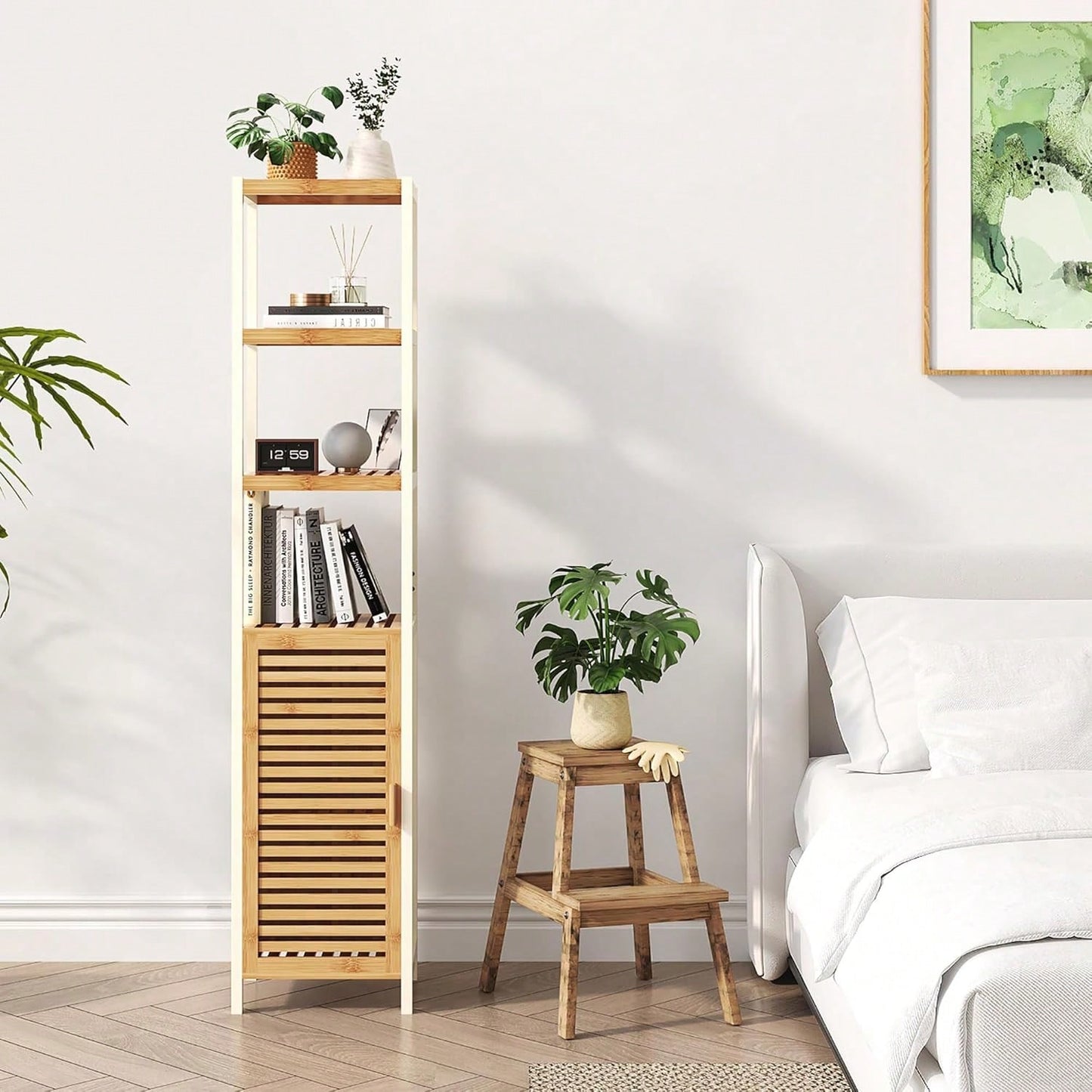 Wandrek – Wandplank – Muurrek – Opbergkast – Opbergrek – 3-laags – Ruimtebesparend – Stevig kunststof – 160x35x35 cm