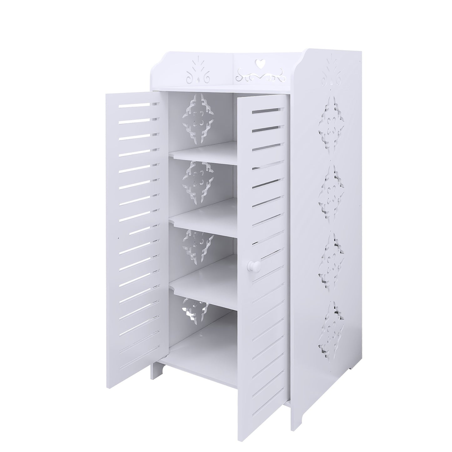 Schoenenkast met Dubbele Deuren – 4 Lagen Ruimtebesparend Schoenenrek – Geschikt voor Woonkamer, Hal, Slaapkamer of Appartement – 90 x 40 x 35 cm – Wit