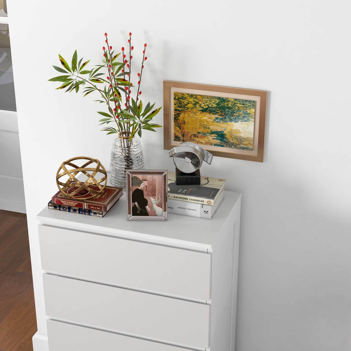 Ladekast – Commode – Ladenkast – Opbergkast – Kast Zonder Handgrepen – Modern Design – 5 Laden – Wit – 60x38x100 cm – Anti-Kantel Systeem