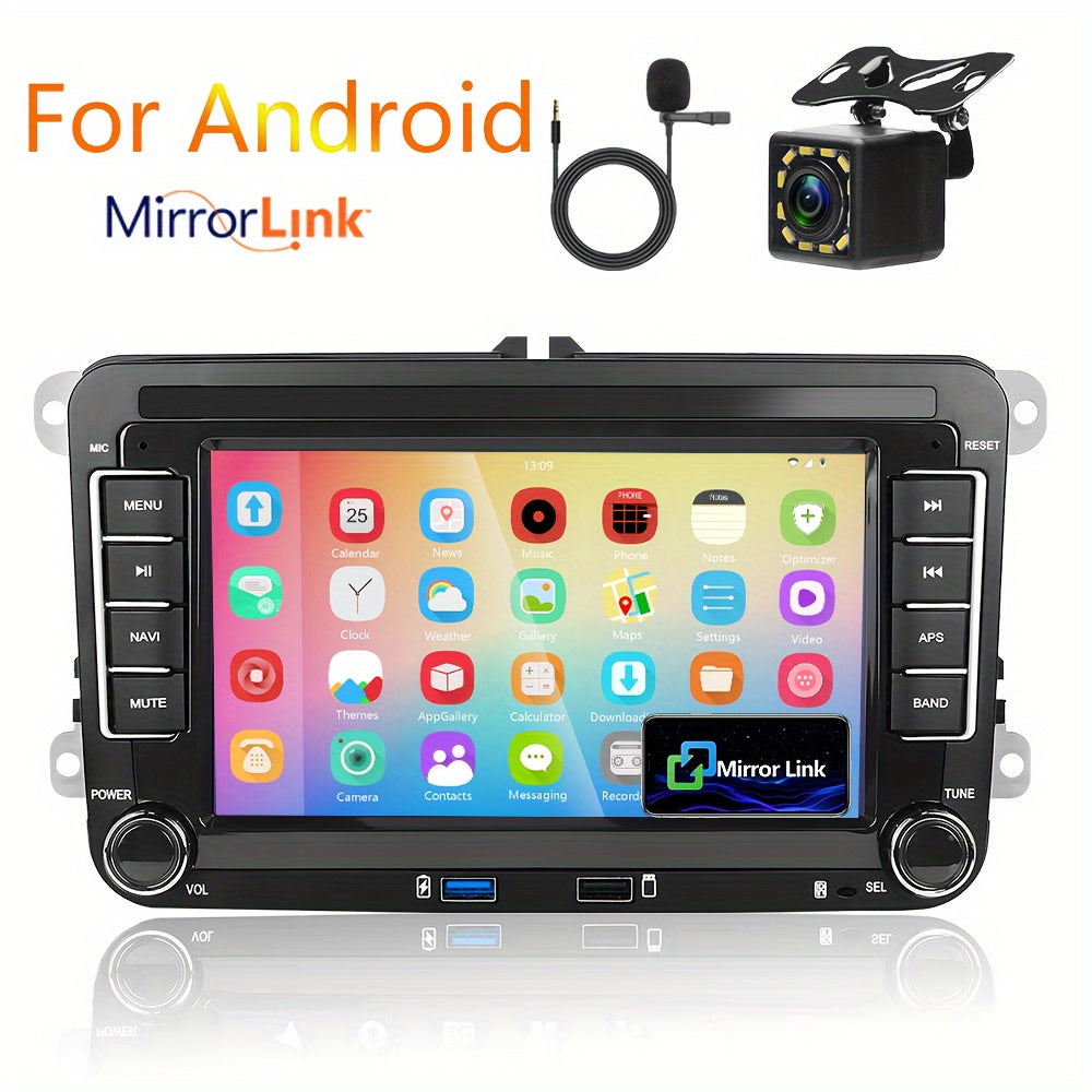 Android 15 Autoradio – Car Stereo – Multimedia Speler – Double Din Radio – Dashboard Unit – 7 Inch HD Scherm – Draadloze CarPlay & Android Auto – Inclusief Achteruitrijcamera & Microfoon