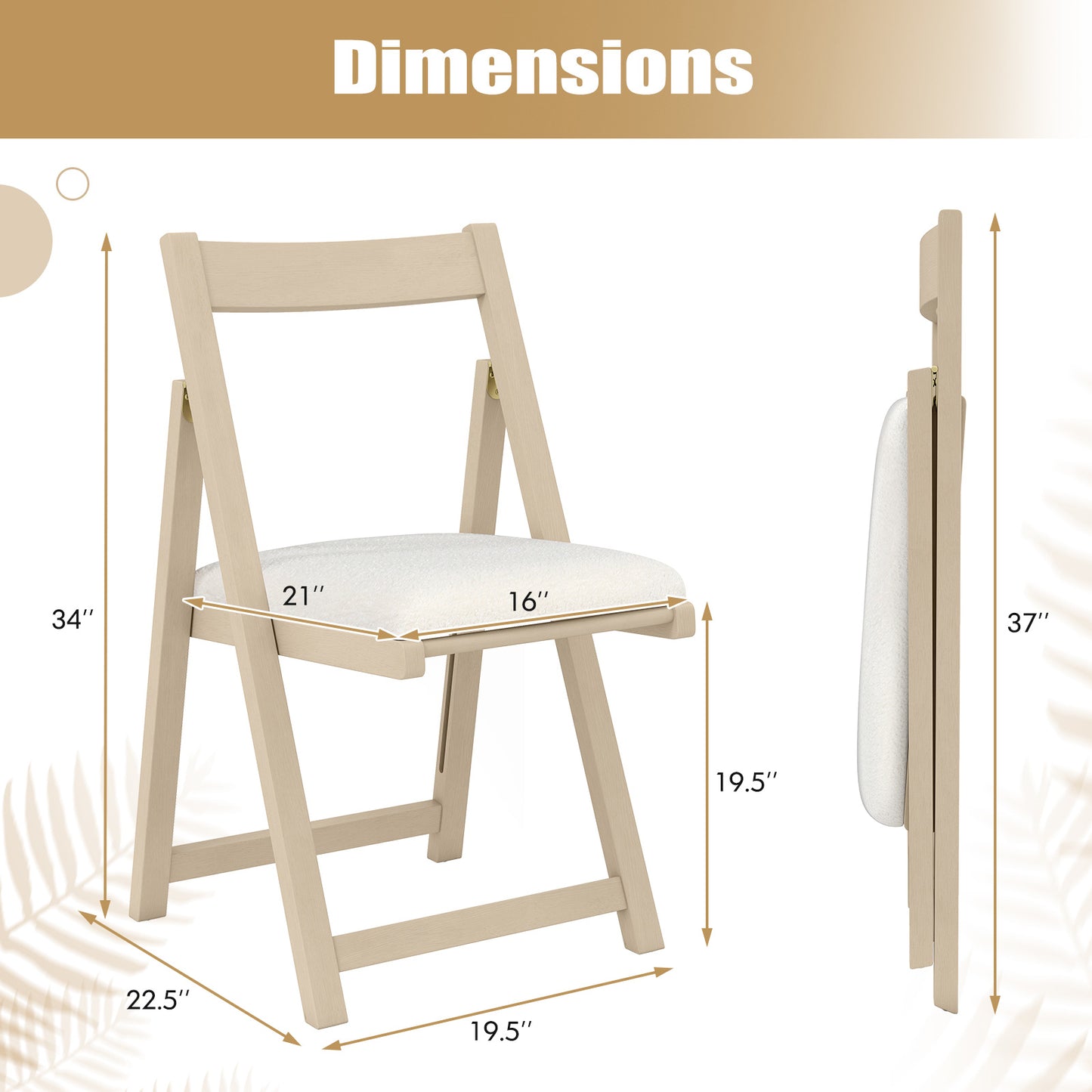 Klapstoelen – Inklapbare Stoelen – Opklapbare Stoelen – Eetkamerstoelen – Opbergbare Stoelen – Set Van 2 – Massief Rubberhout Frame – Zachte Faux Sherpa Bekleding