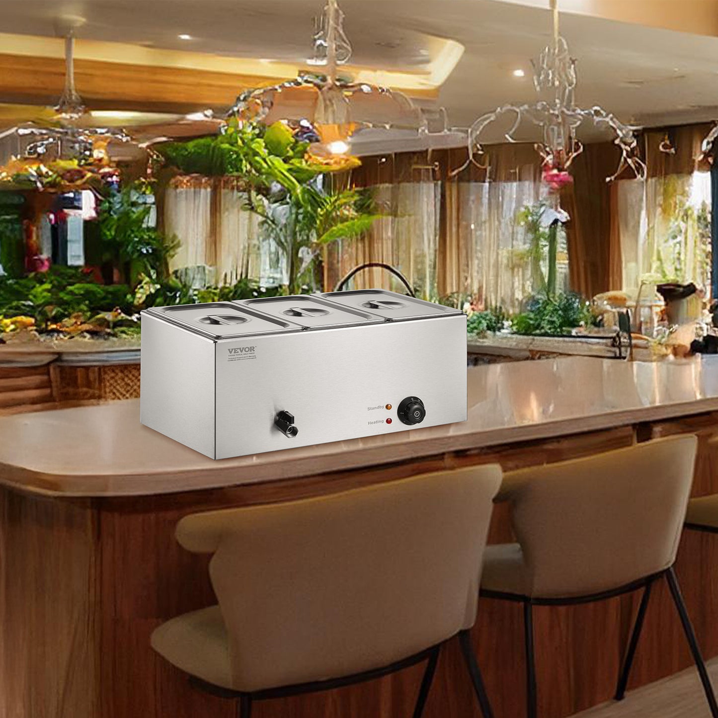 Elektrische Food Warmer – Buffet Warmer – Voedselwarmhouder – Bain Marie – Warmhoudplaat – 16,5L Capaciteit – Roestvrijstalen Behuizing – Verstelbare Temperatuur 30-85°C