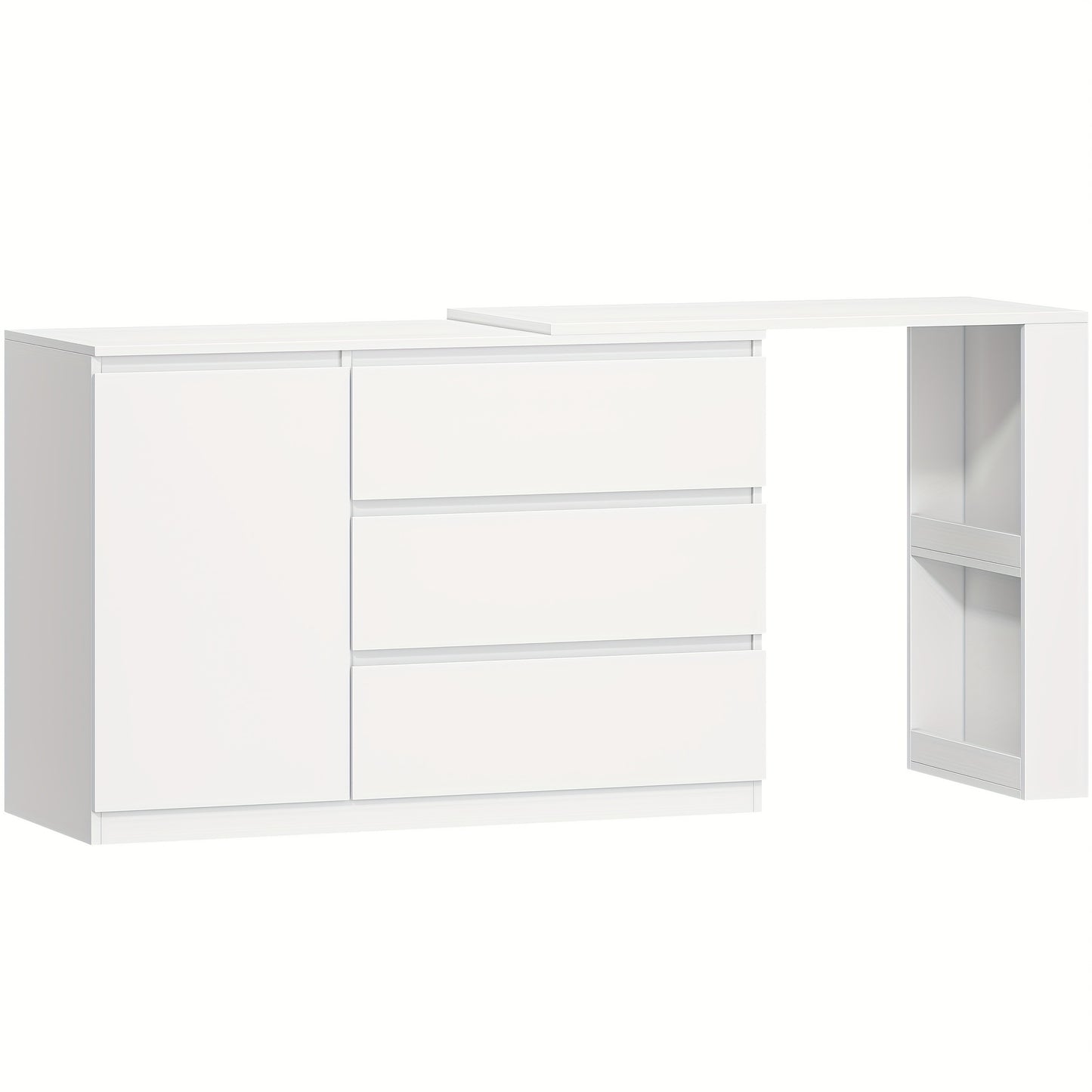 Tidy Up Cluttered Surfaces, Categorize Bottles And Jars, And Organize Makeup Tools.Dressing Table with Drawers, L-Shaped Corner Dressing Table, Vanity with 1 Storage Cabinet And 2 Open Storage Shelves, Bedroom, Living Room, M - QUORE