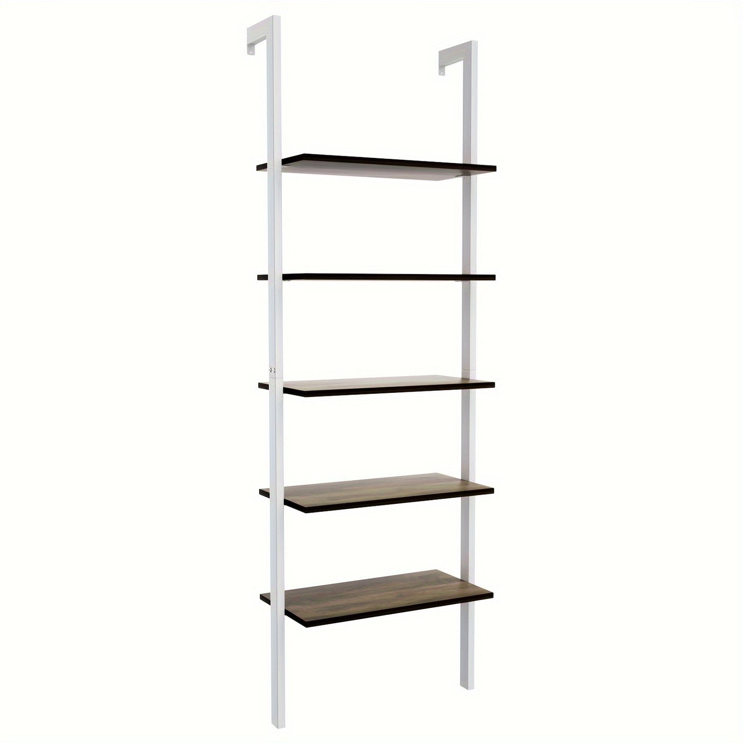 Boekenkast – Ladderkast – Boekenrek – Opbergkast – Wandrek – 5 Planken – Metalen Frame – Wit – 61x30x183 cm – Wandmontage