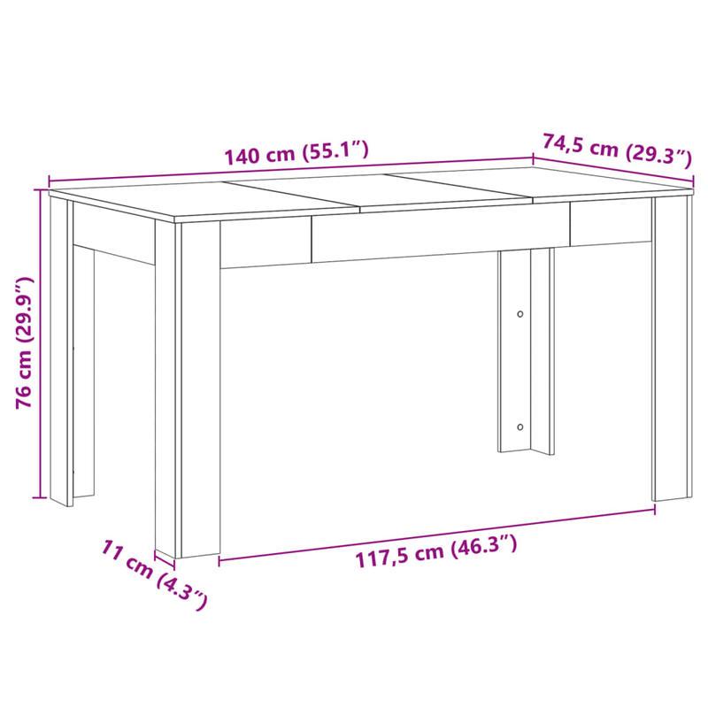 Eettafel – Tafel – Keukentafel – Eetkamertafel – Bureau – Rechthoekig – Hardhout – 140x74,5x76 cm – Ruim Tafelblad – Eenvoudige Montage