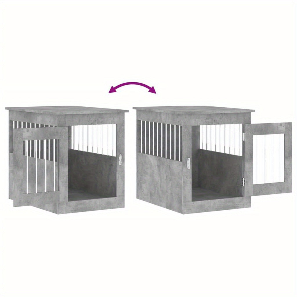 Hondenbench – Hondenhok – Hondenkooi – Hondenmand – Huisdier Bench – Verwerkt Hout – Beton Grijs – Stevig En Duurzaam – 55x75x65 cm