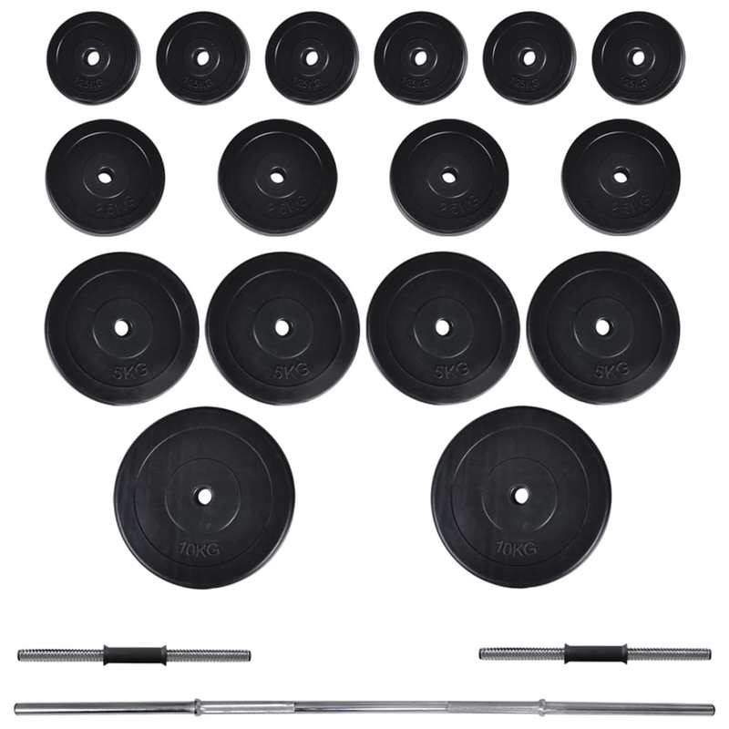 Halterschijfenset – Halterset – Dumbbellset – Gewichtenset – Trainingsset – Compleet 60,5 kg – Verstelbare Trainingsbank – Stevig Stalen Ontwerp