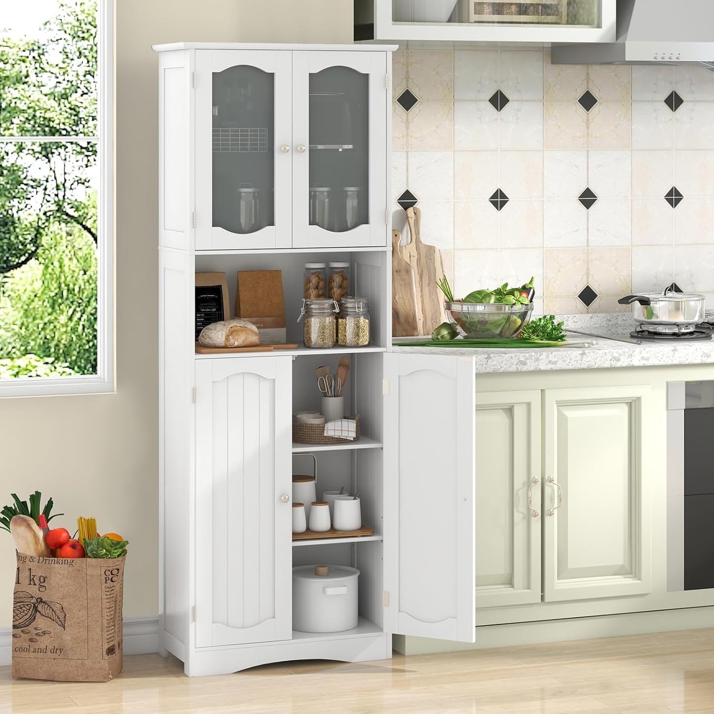 Badkamerkast – Opbergkast – Dressoir – Wastafelkast – Toiletkast – Wit MDF – 2 Deuren Met Veiligheidskanteling – Verstelbare Planken