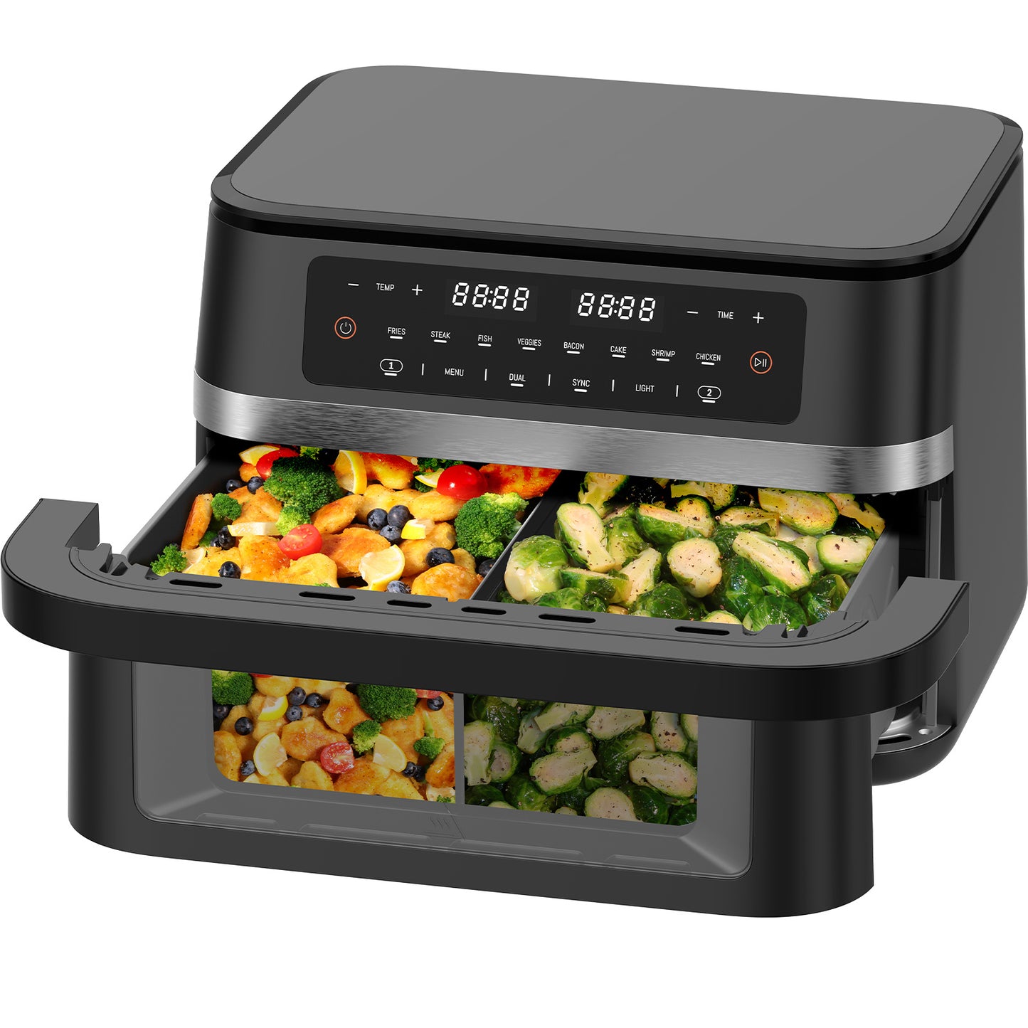 Airfryer – Heteluchtfriteuse – Digitale Friteuse – Gezond Koken – XXL 11L – 2950W Vermogen – Dual-Zone Met Verwijderbare Divider