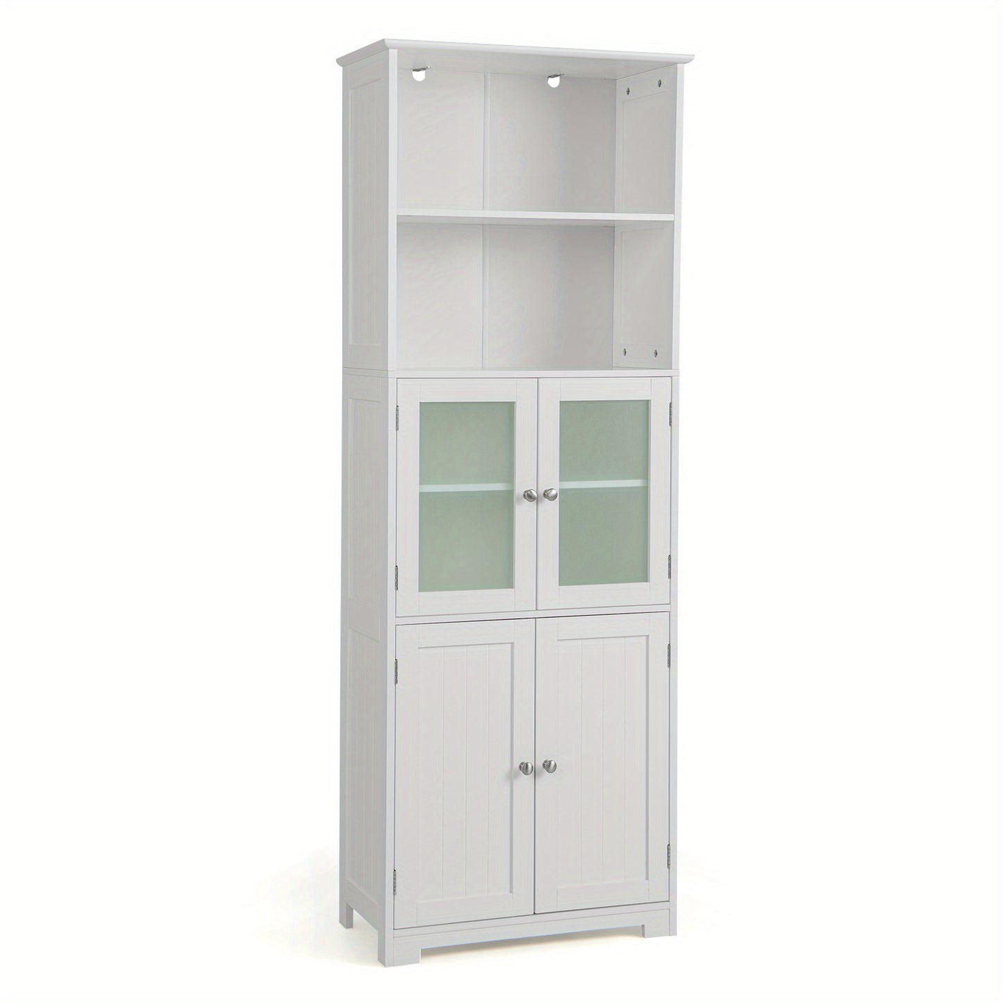 badkamerkast – kolomkast – opbergkast – badkamermeubel – wastafelonderkast – MDF & gehard glas – verstelbare planken 60x30x164 cm – wit
