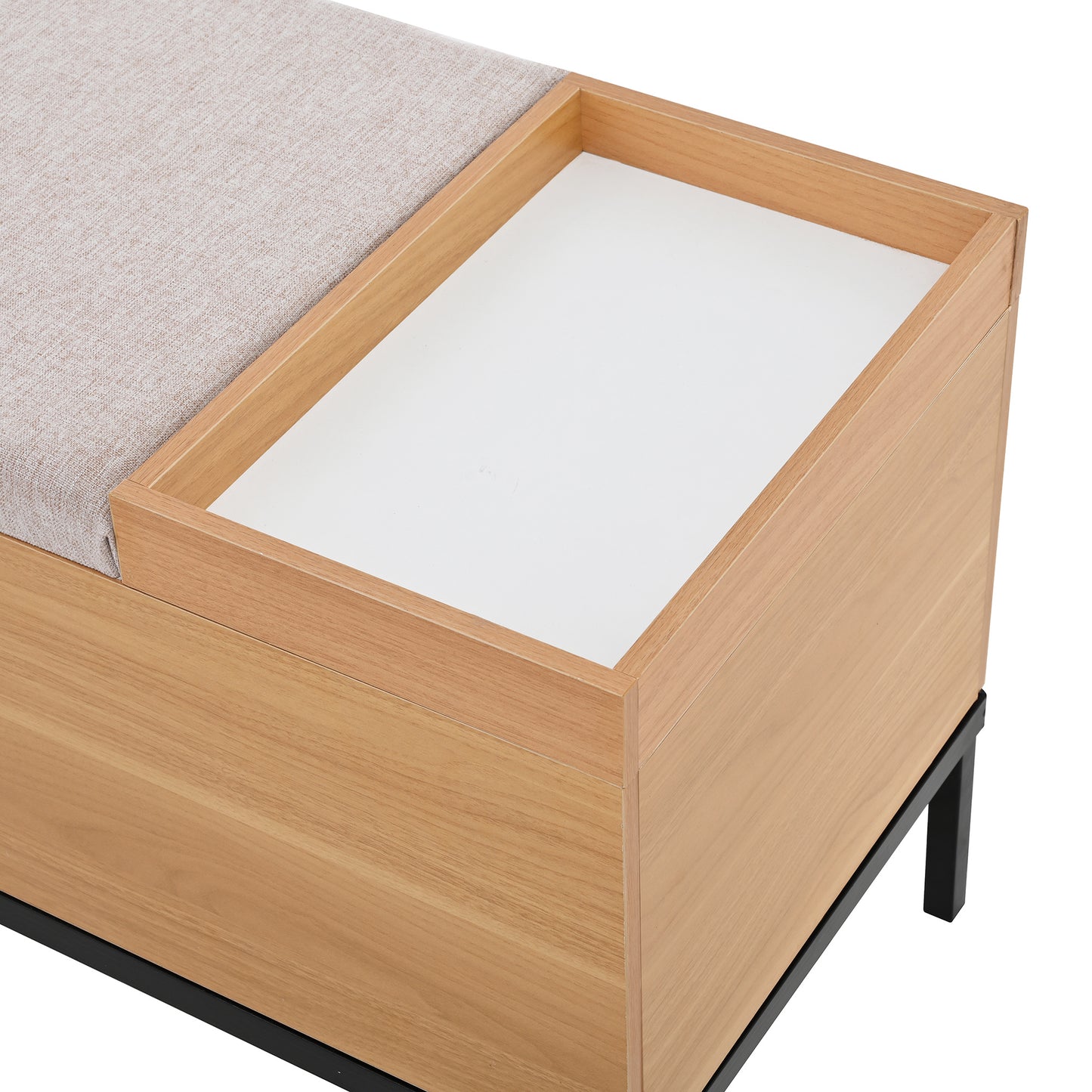 BTM Shoe Bench 115X40X49.5 Cm, Storage Bench with Seat Cushion, Bench with Storage, Floor Bench with Storage Space, Bench for Entrance Area, Living Room & Bedroom
