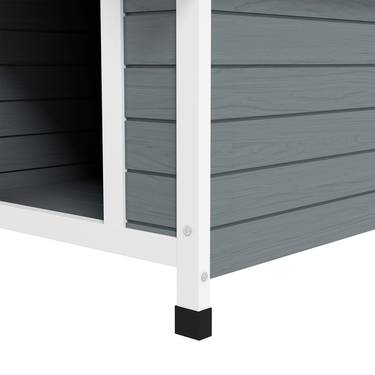 Hondenkennel – Hondenhok – Buitenkennel – Buitenhok – Hondenhuisje – Duurzaam Dennenhout – Waterafstotend Golfdak – Verstelbare Poten – Uitneembare Vloer – Grijs – Medium Honden 75x88x82 cm